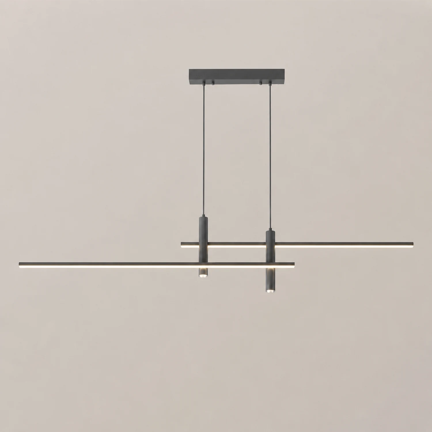Edge Modern Metal Linear Pendant Light, Black & Gold - Lumpaz