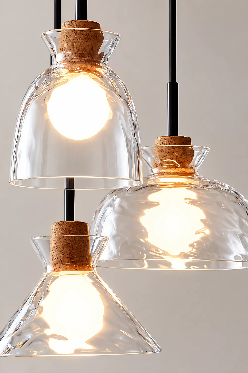 Levy Minimalist Geometric Glass Pendant Light, Dining Room - Lumpaz