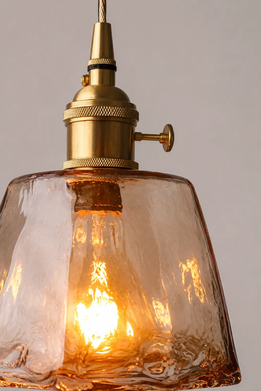 Levy Vintage Style Industrial Pendant Light Retro Metal Glass Brass - Lumpaz