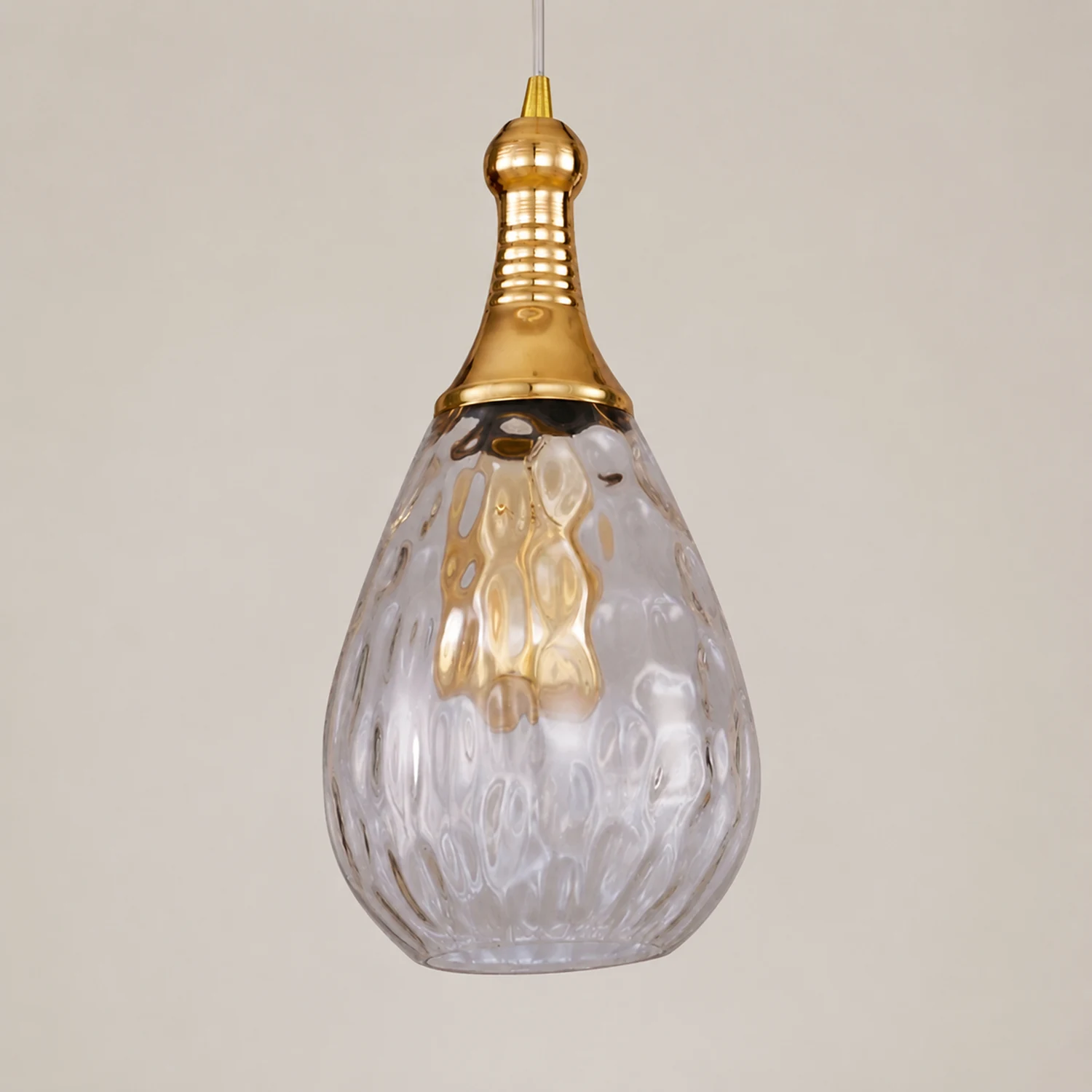 Avi Industrial Teardrop Glass Pendant Light, Black/Brass - Lumpaz