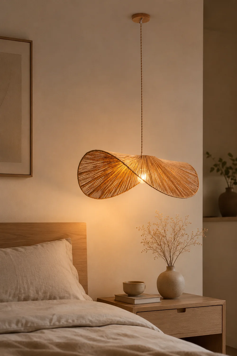 Muto Rustic Twine Pendant Light, Beige/Brown - Lumpaz
