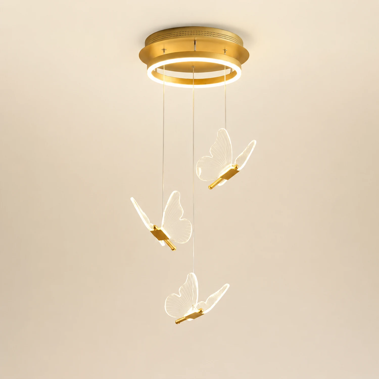 Ophelia Pendant Light Butterfly Modern Luxury, Metal/Acrylic, Gold, Corridor - Lumpaz