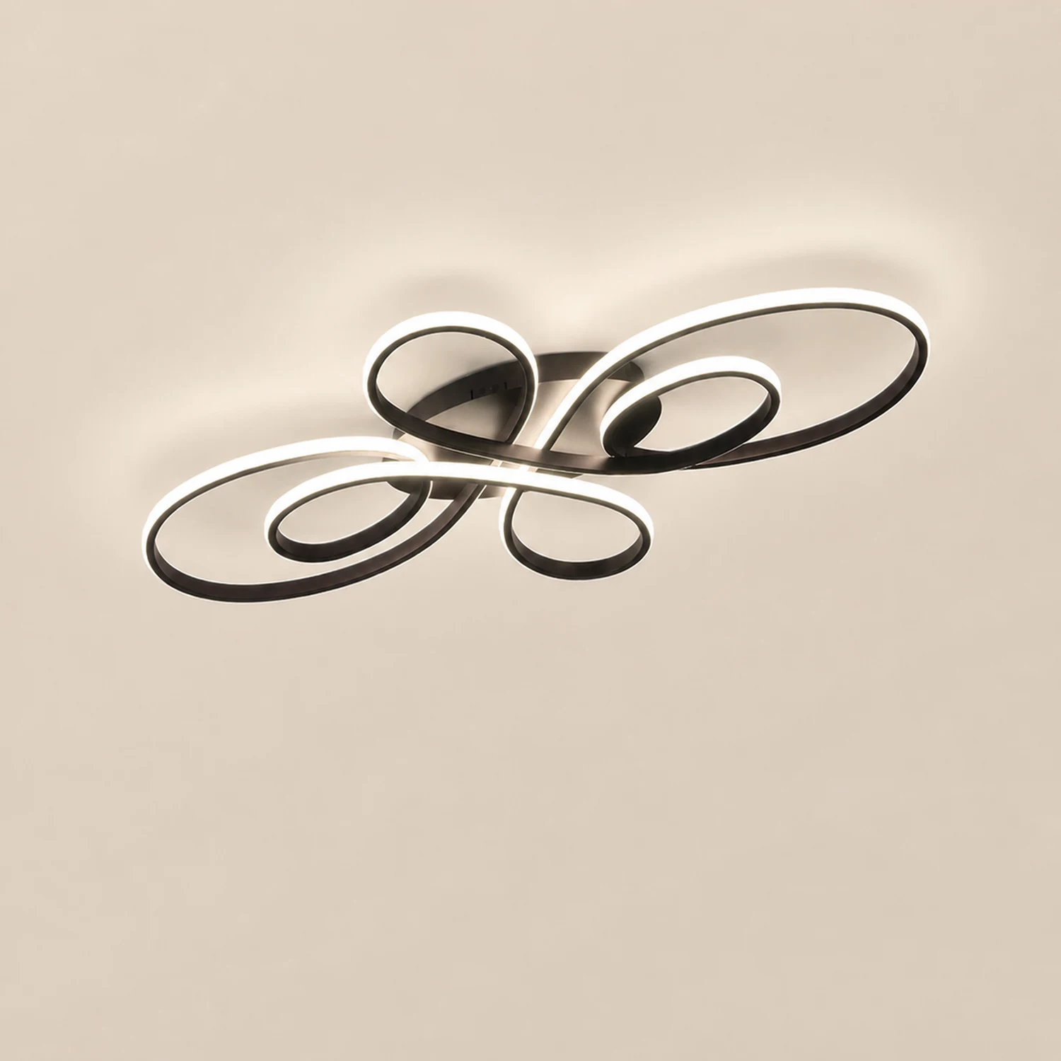 Lacey Modern LED Multi Rings Flush Mount Ceiling Light Brown/White - Lumpaz
