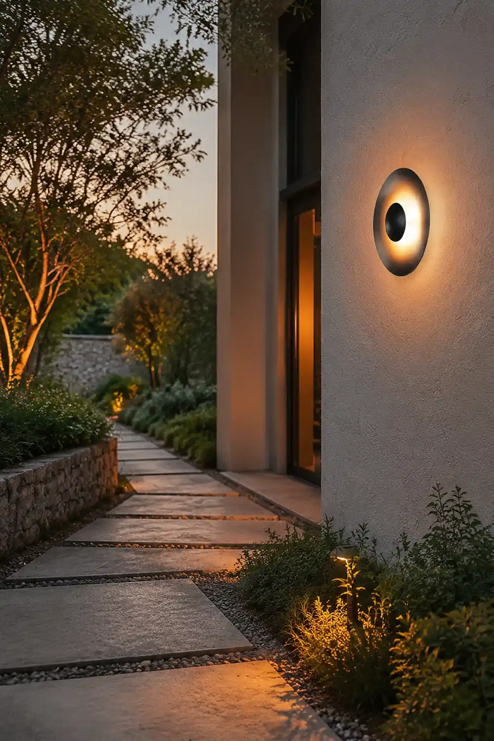 Orr Designer Round Metal Outdoor Wall Lamp, Black/White - Lumpaz