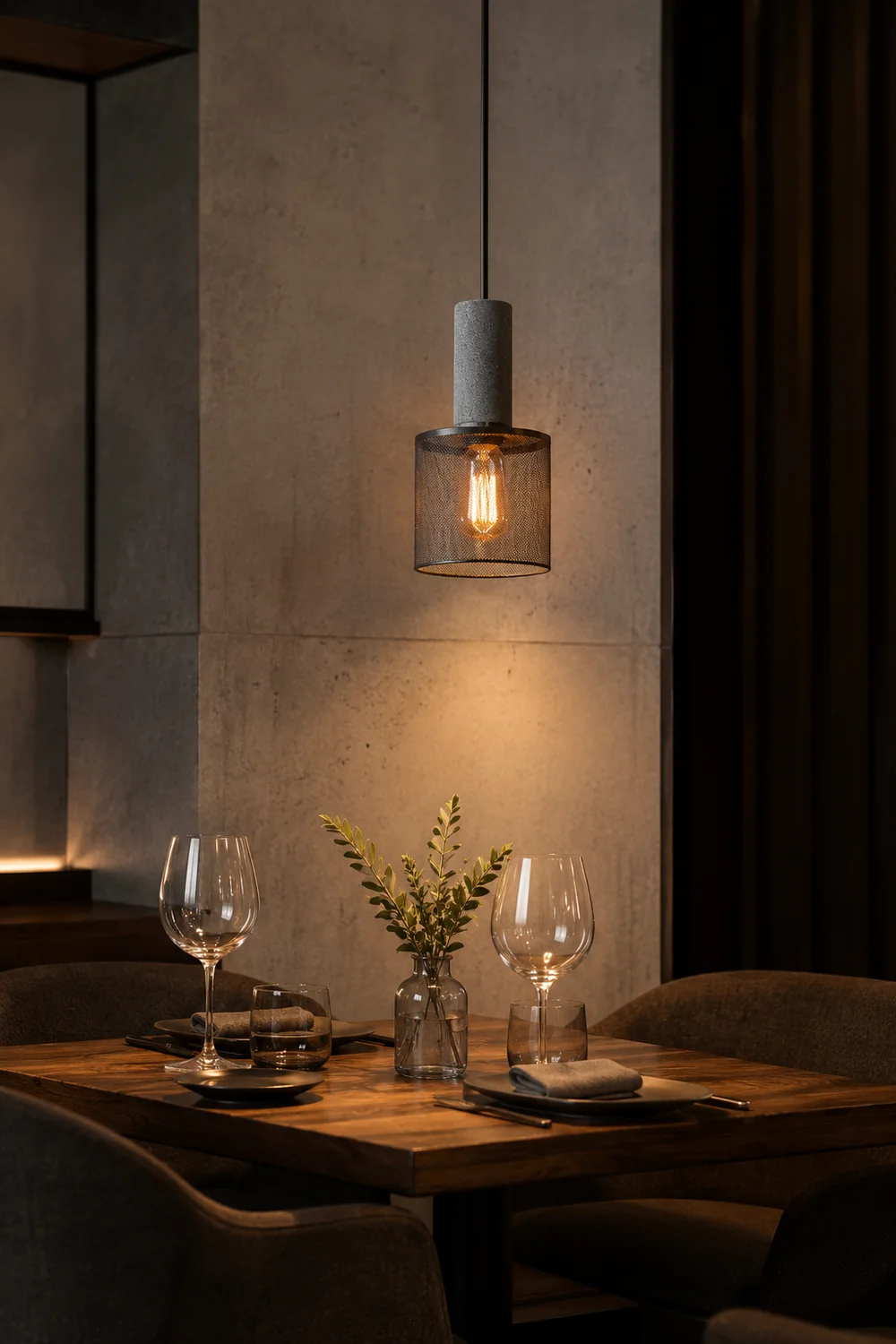 Zaid Industrial Cylindrical Pendant Light, Cement/Metal, Wabi-Sabi - Lumpaz