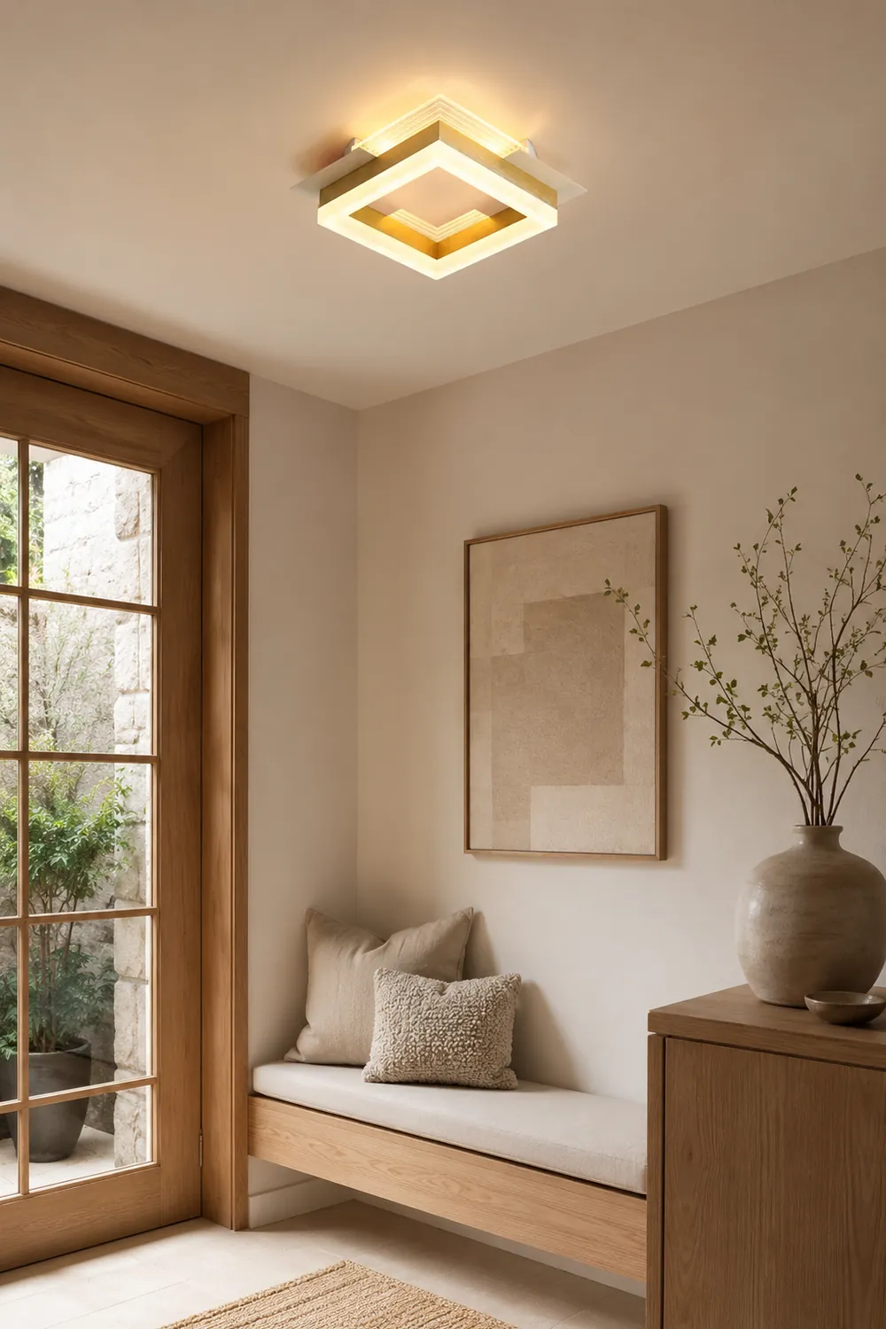 Amos Modern Simple Gold Flush Mount Ceiling Light, Square/Round - Lumpaz