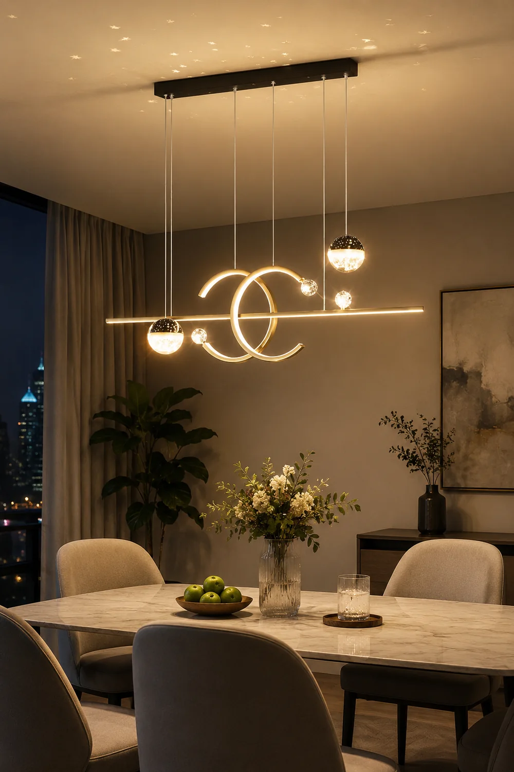 Madina Modern Pendant Light Double-C Gold/Black Dining Room - Lumpaz