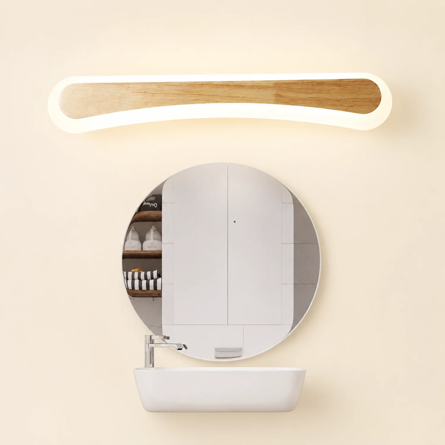 Ozawa Modern Rectangular/Arc Shape Wood/Metal Wall Lamp - Lumpaz