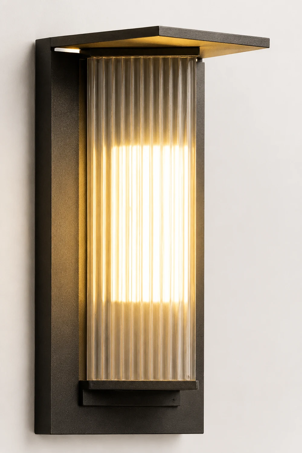 Orr Modern Rectangular Acrylic Outdoor Wall Lamp, Black/Transparent - Lumpaz