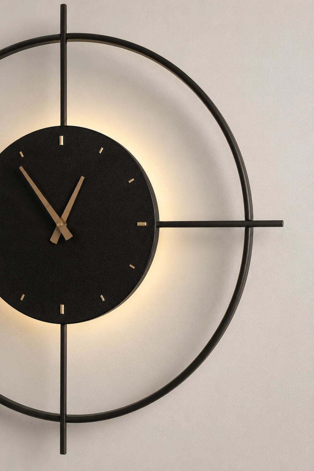 Morandi Nielsen Modern Clock Metal Wall Lamp Gold/Black Bedroom - Lumpaz