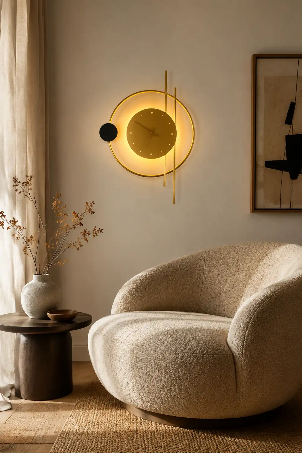 Nielsen Wall Lamp Clock, Black & Gold,  Iron & Acrylic - Lumpaz
