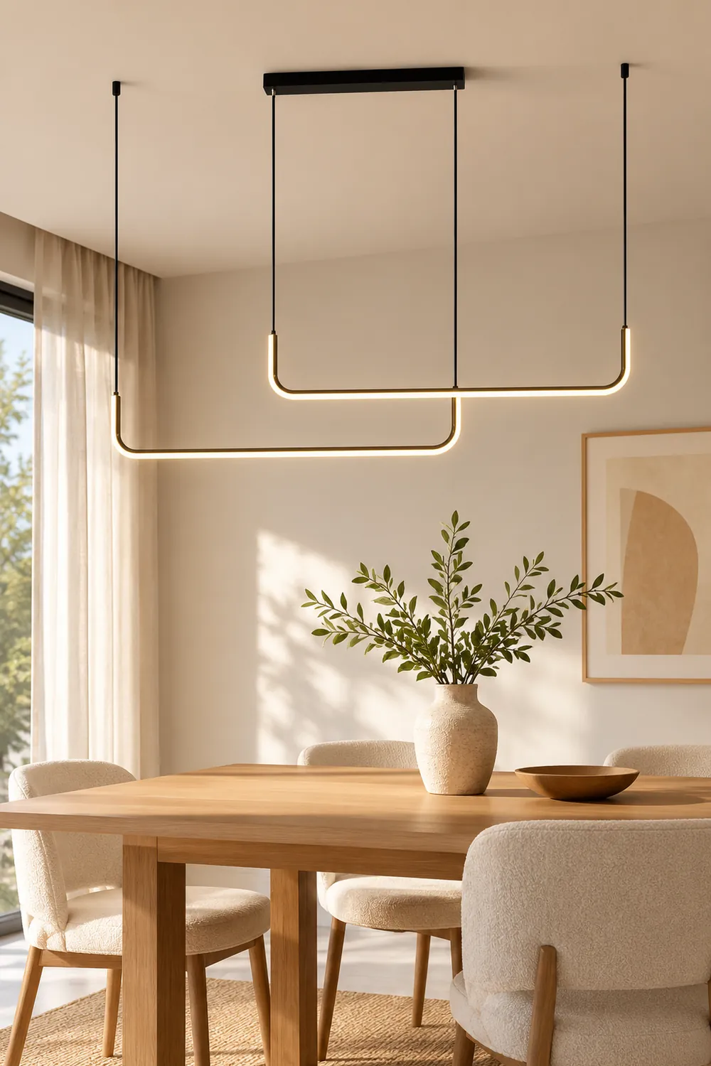 Edge Modern Linear Pendant Light Double Frame, Black/Gold - Lumpaz