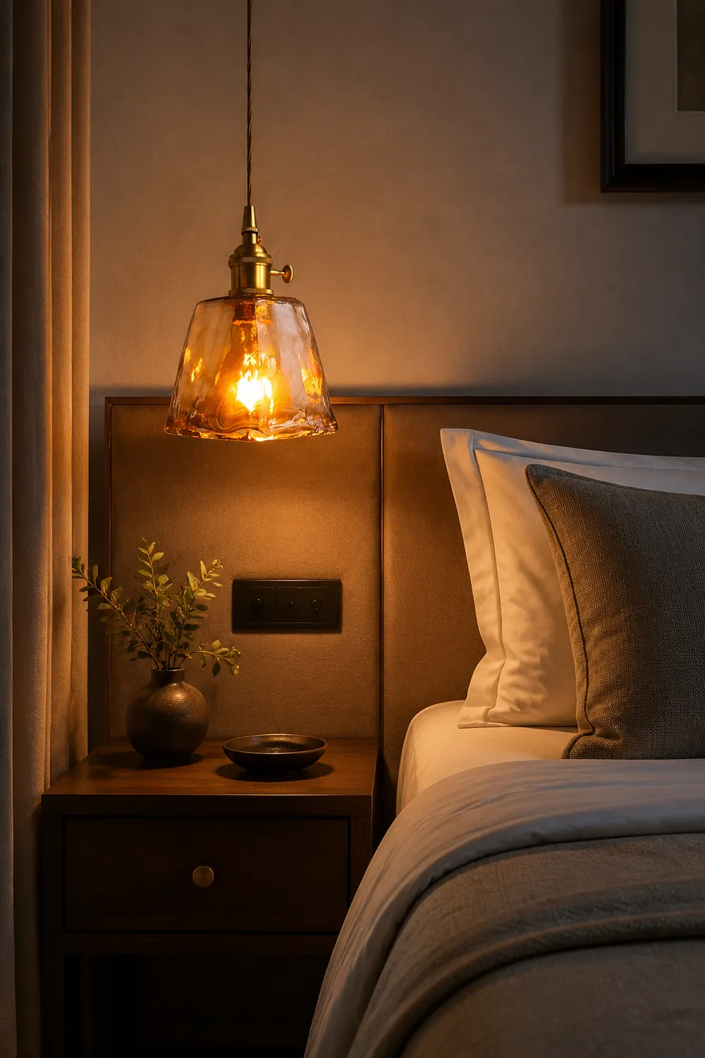 Levy Vintage Style Industrial Pendant Light Retro Metal Glass Brass - Lumpaz