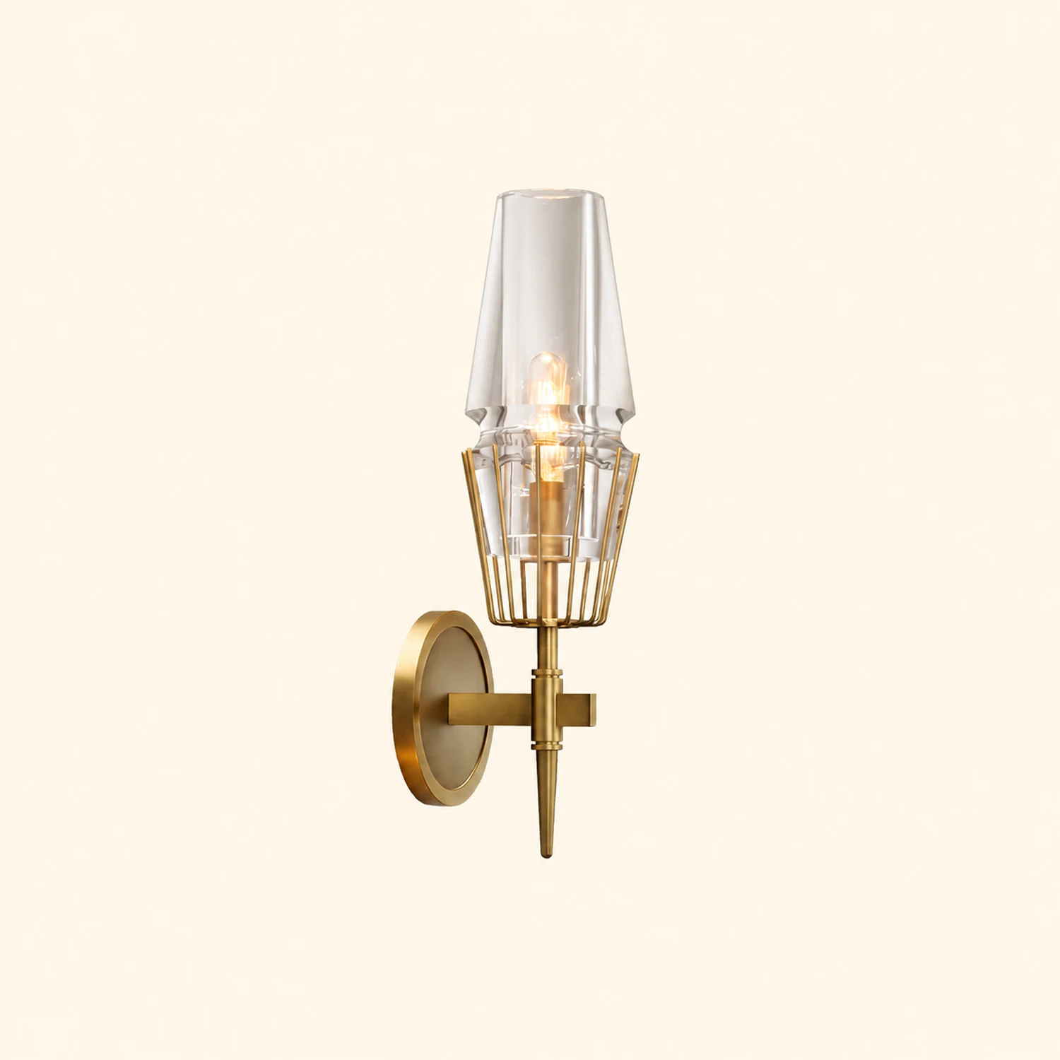 Blair Vintage Lantern Metal/Glass Wall Lamp, Gold - Lumpaz