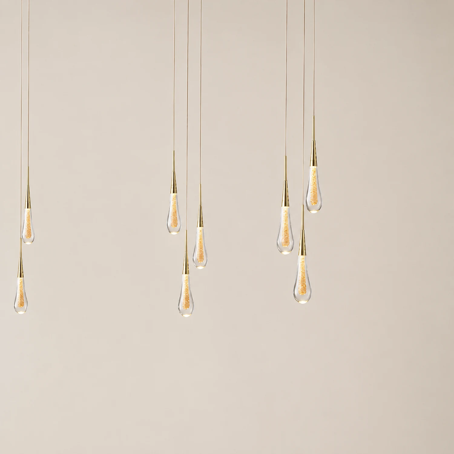 Hailie Teardrop Gold Pendant Light Crystal Metal Bedroom - Lumpaz
