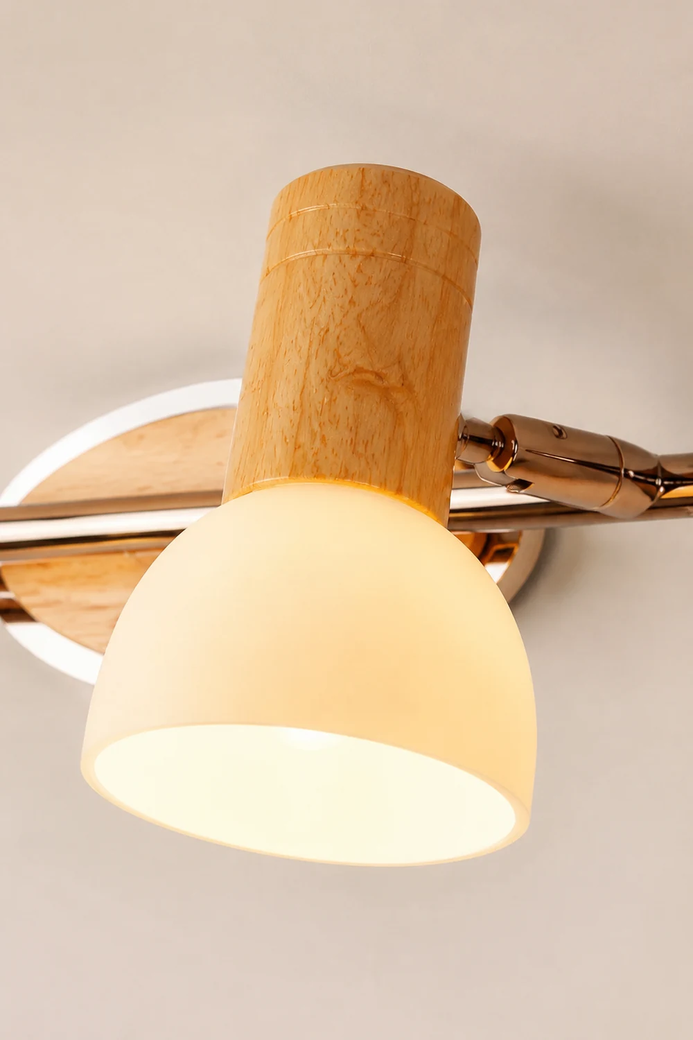 Ozawa Multi Dome Mirror Front Wooden Vanity Wall Lamp, Log Color - Lumpaz