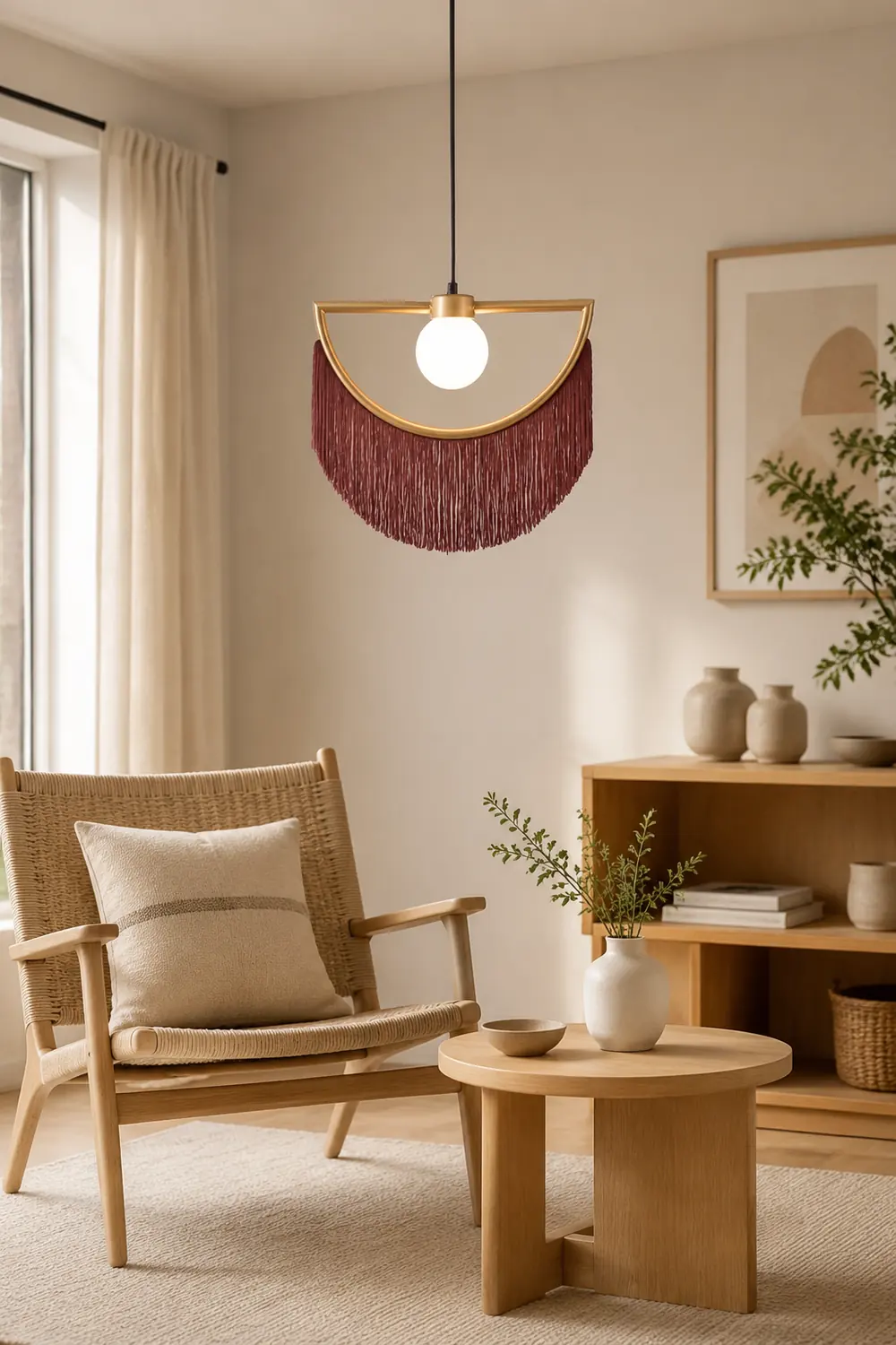 Minori Retro Fringe Fabric Pendant Light - Lumpaz