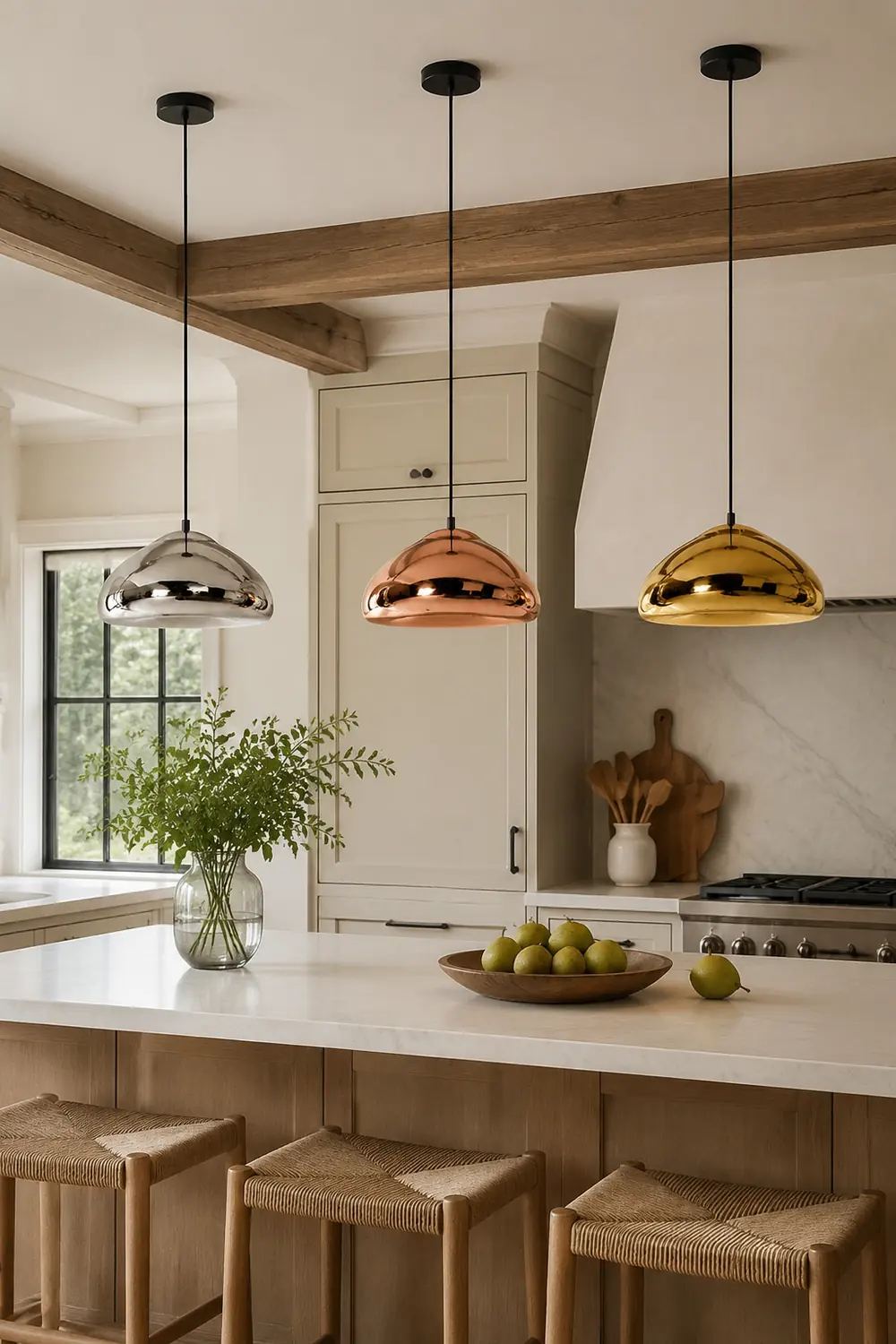 Morandi Modern Bread Shape Glass/Metal Pendant Light, 3 Colors - Lumpaz