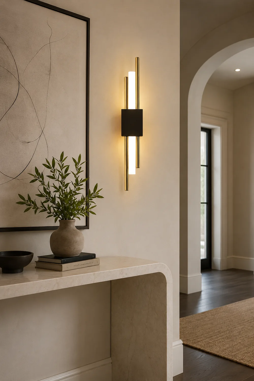 Alana Modern Bar Metal/Acrylic LED Wall Lamp Black/Gold Bedroom - Lumpaz