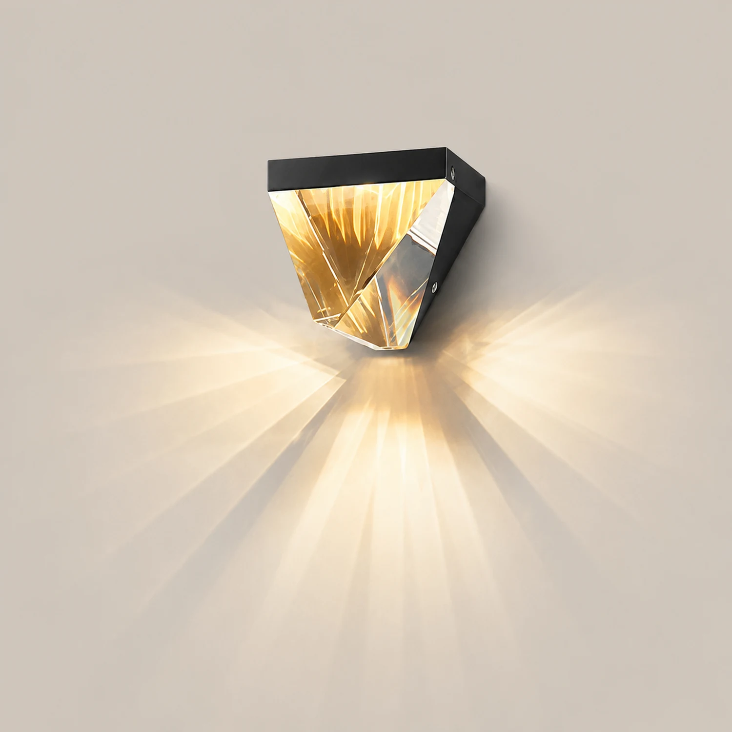 Orr Waterproof Diamond Shape Metal/Crystal Outdoor Wall Lamp, Gold/Black - Lumpaz