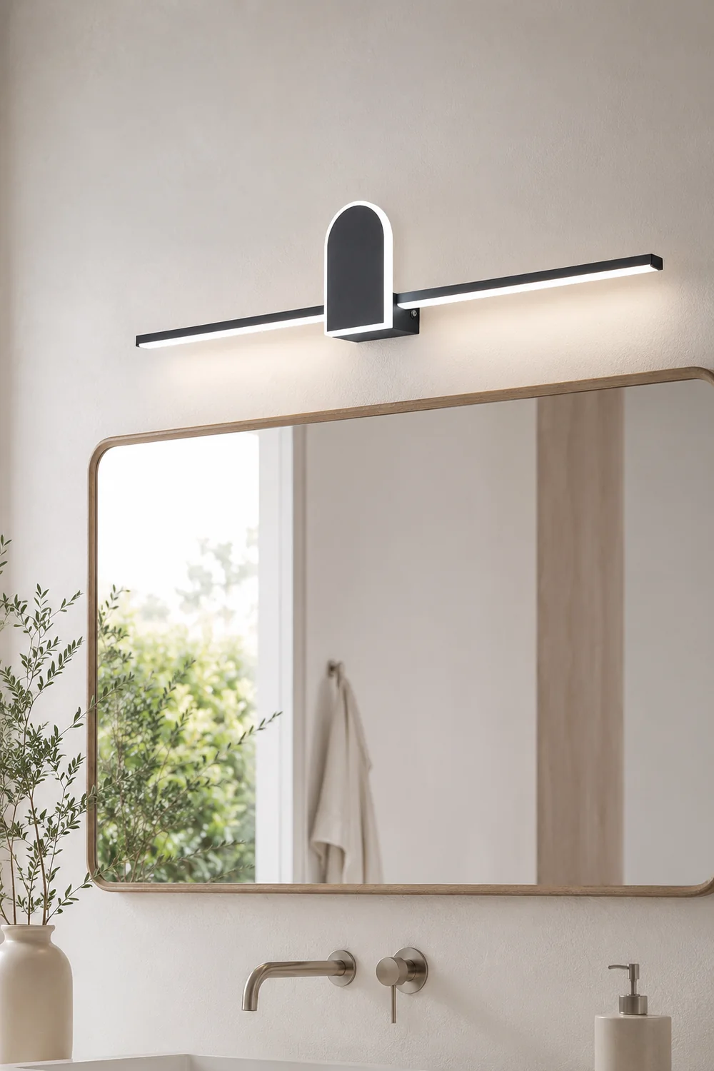 Edge Modern Linear Geometric Vanity Wall Light, Black/White - Lumpaz