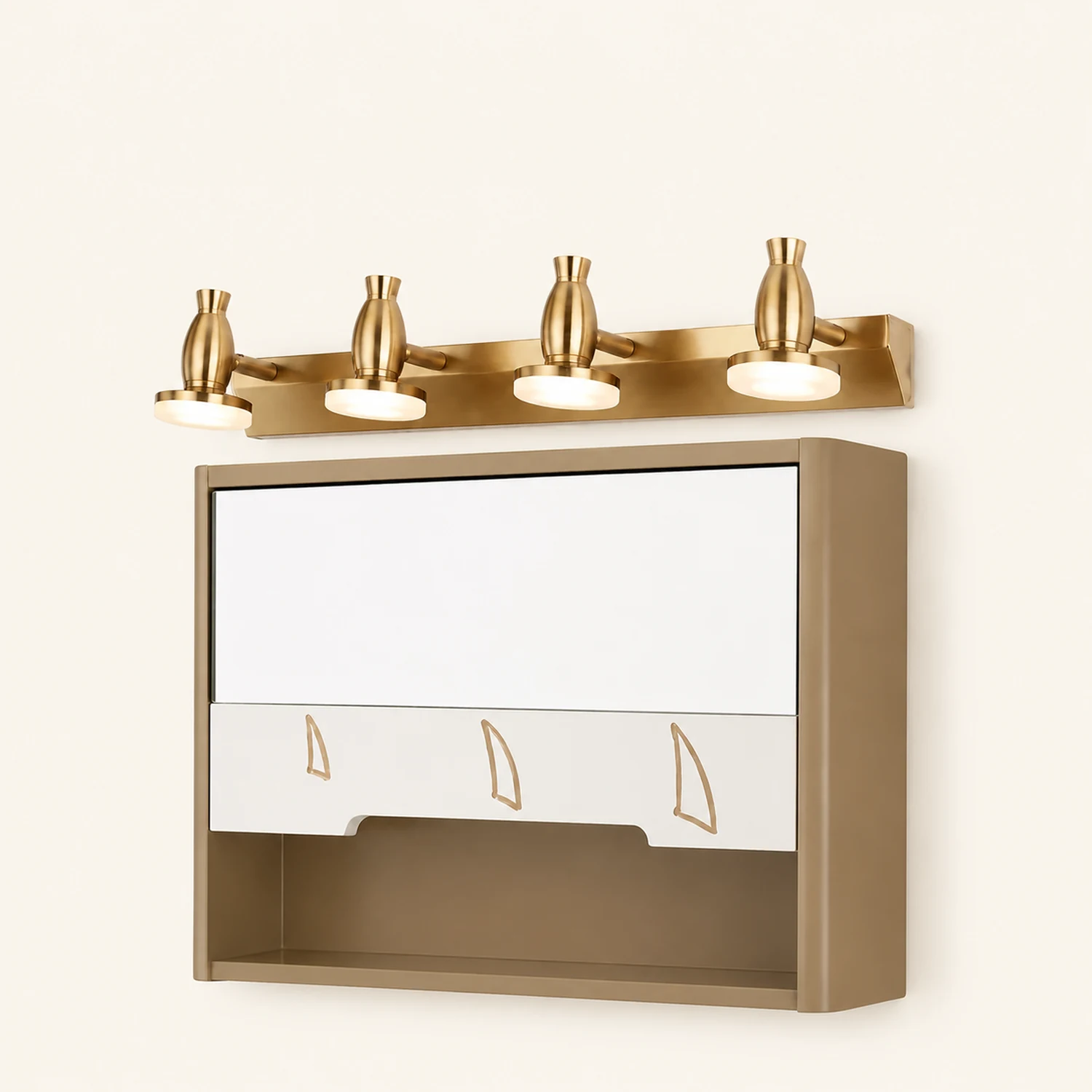 Leigh Luxury Multi Metal Mirror Front Wall Lamp, Brass - Lumpaz