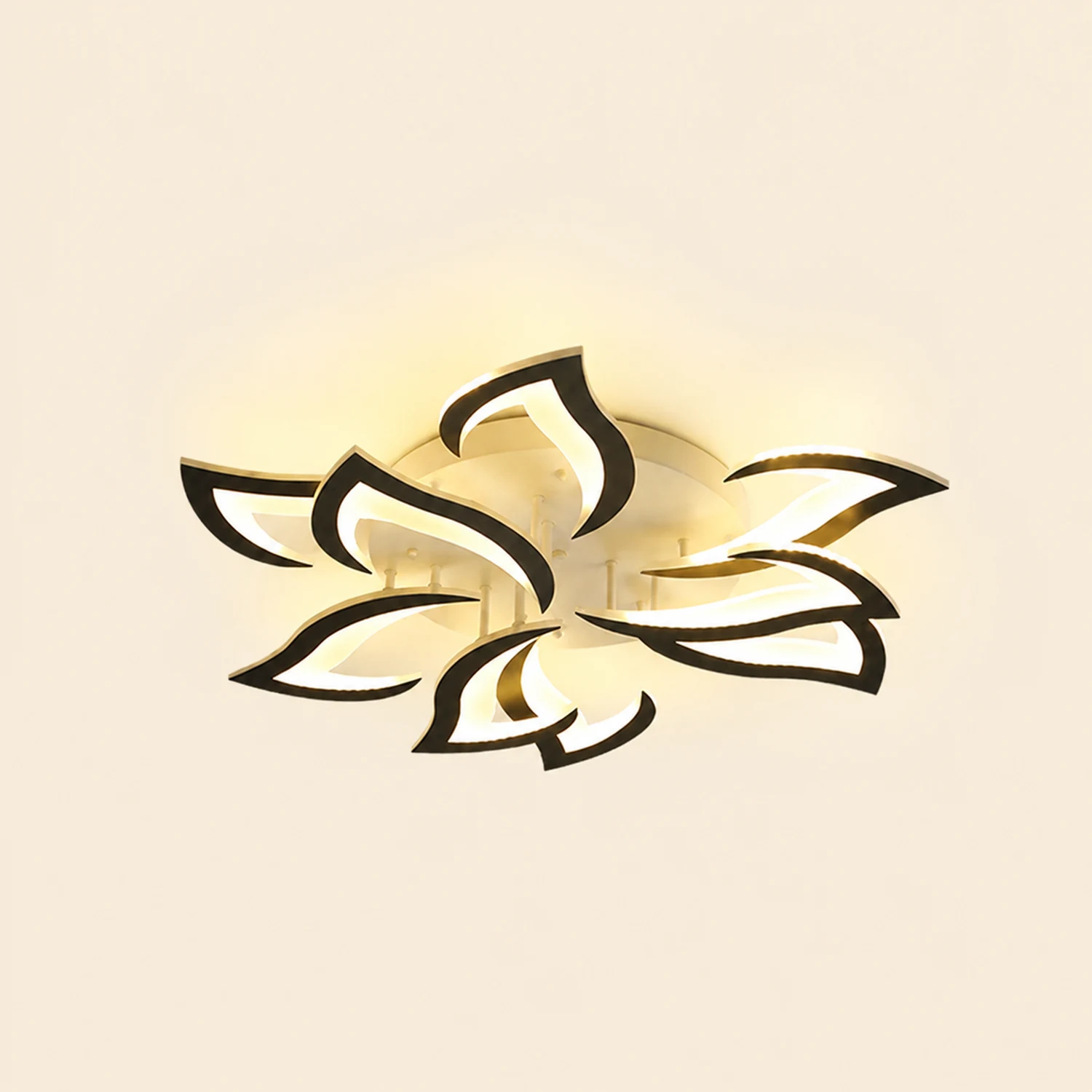 Hana Elegant Flower Flush Mount Ceiling Light, White/Black - Lumpaz