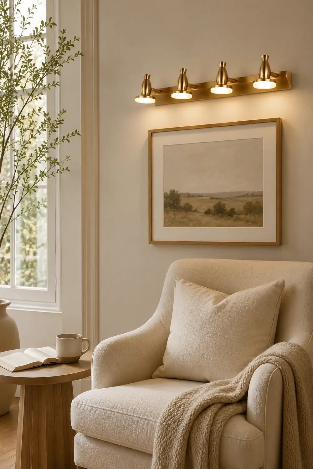 Leigh Luxury Multi Metal Mirror Front Wall Lamp, Brass - Lumpaz