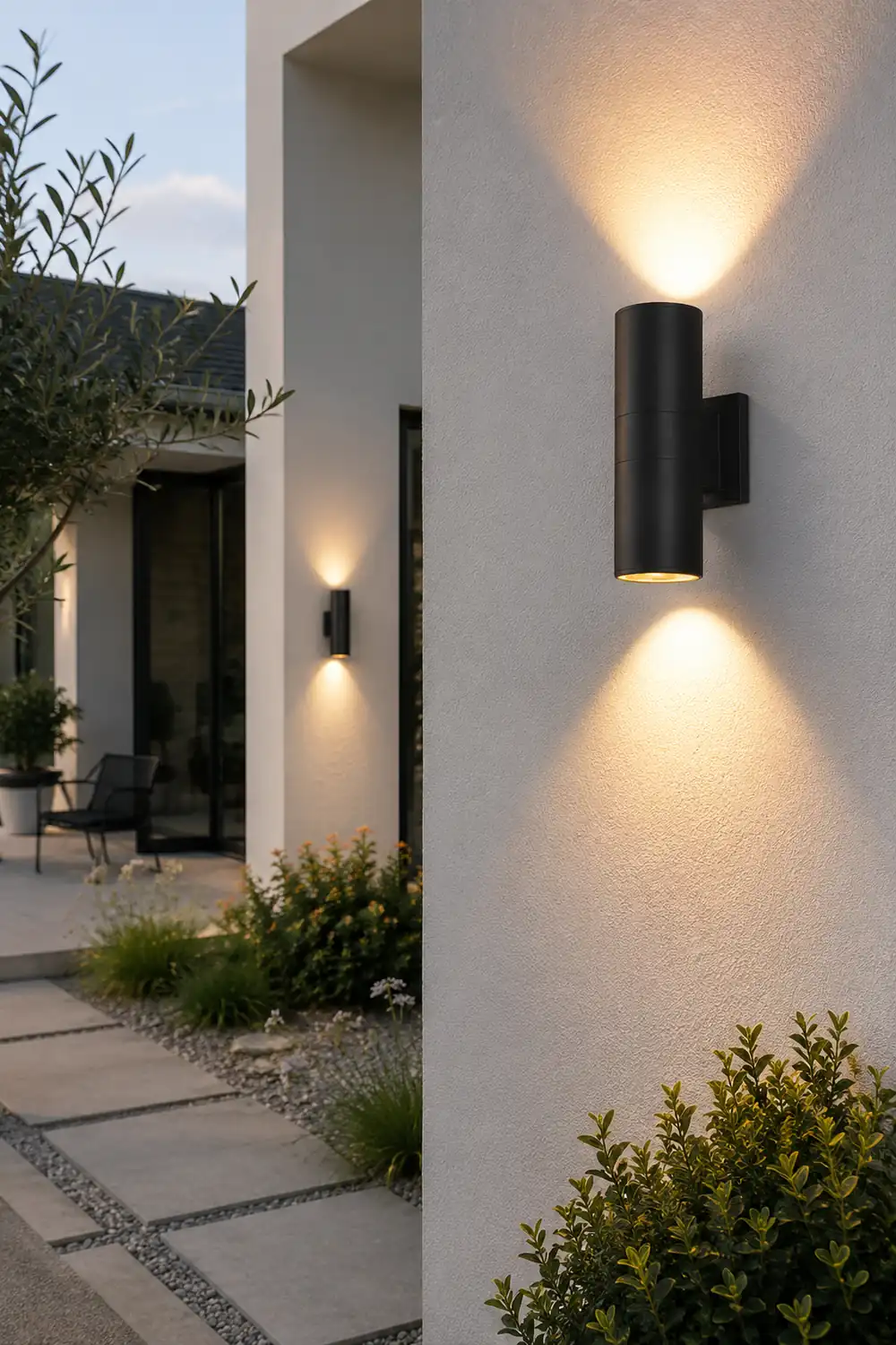 Orr Minimalist Metal Double-headed Outdoor Wall Lamp, Black - Lumpaz