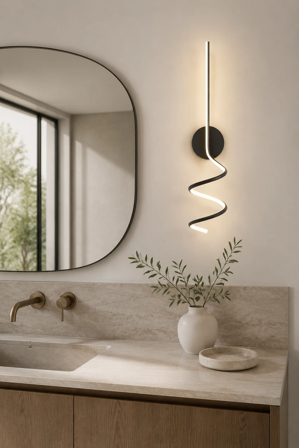 Modern LED Art Interior Wall Light Spiral, Black & White - Lumpaz