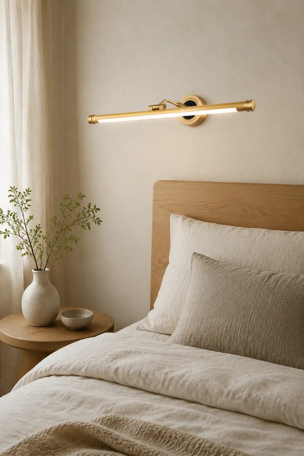 Leigh Vintage Linear Metal/Acrylic Wall Lamp, Brass, Bathroom - Lumpaz