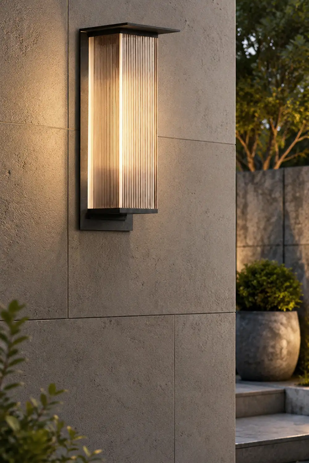 Orr Modern Rectangular Metal Outdoor Wall Lamp, Black - Lumpaz