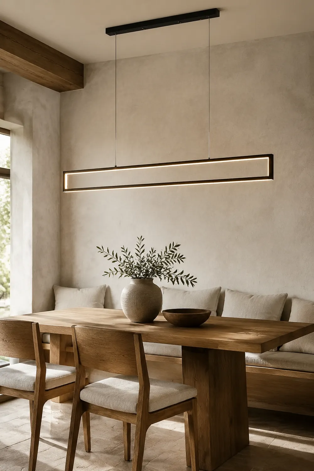Edge Modern Metal Vertical Rectangular Pendant Light, Black - Lumpaz