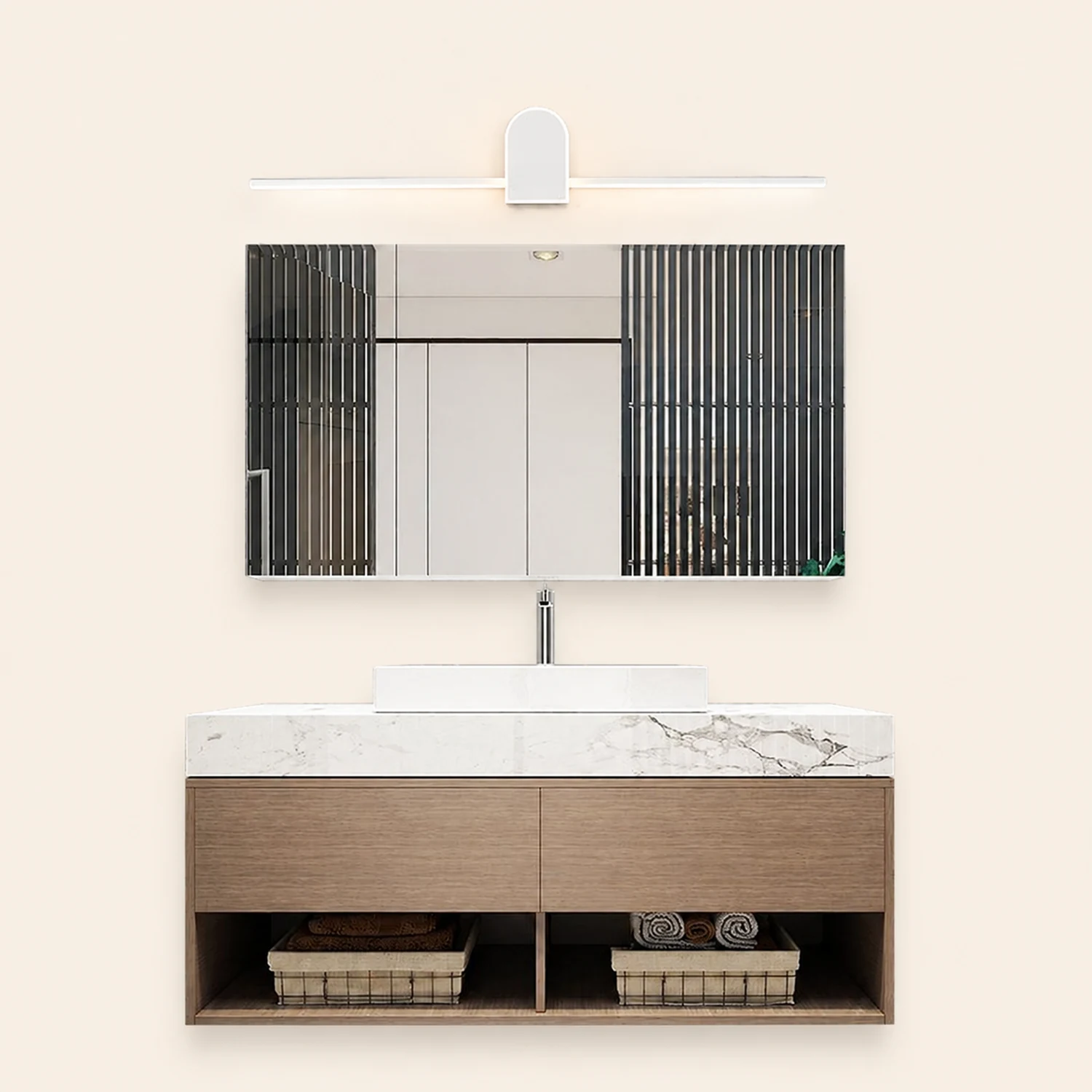 Edge Modern Linear Geometric Vanity Wall Light, Black/White - Lumpaz