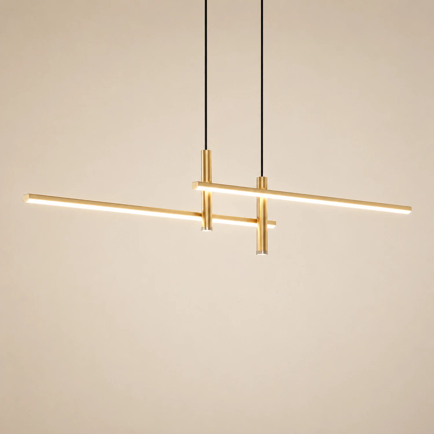 Edge Modern Metal Linear Pendant Light, Black & Gold - Lumpaz