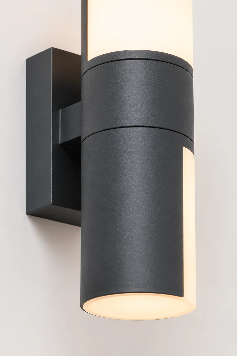 Orr Modern Cylindrical Metal/Acrylic Rotatable Outdoor Waterproof Wall Lamp, Black/White - Lumpaz