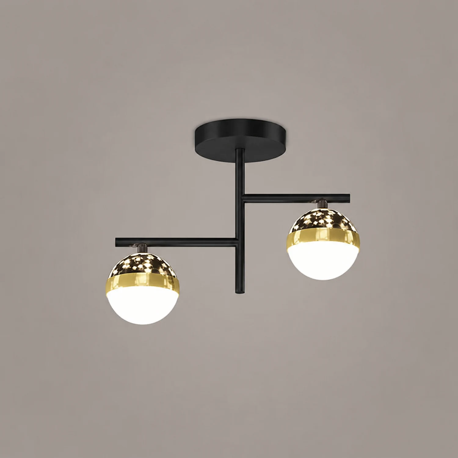 Madina Modern Ceiling Light Starry LED Flush Mount Black/Gold Corridor - Lumpaz
