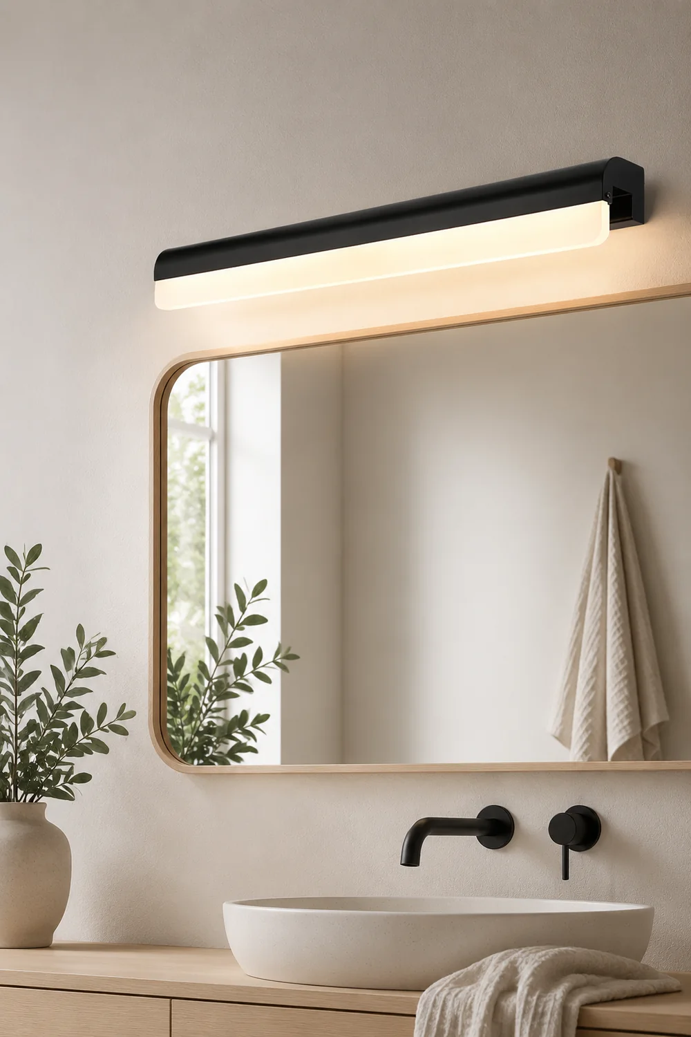 Edge Minimalist Mirror Front Vanity Wall Lamp, Black/White - Lumpaz