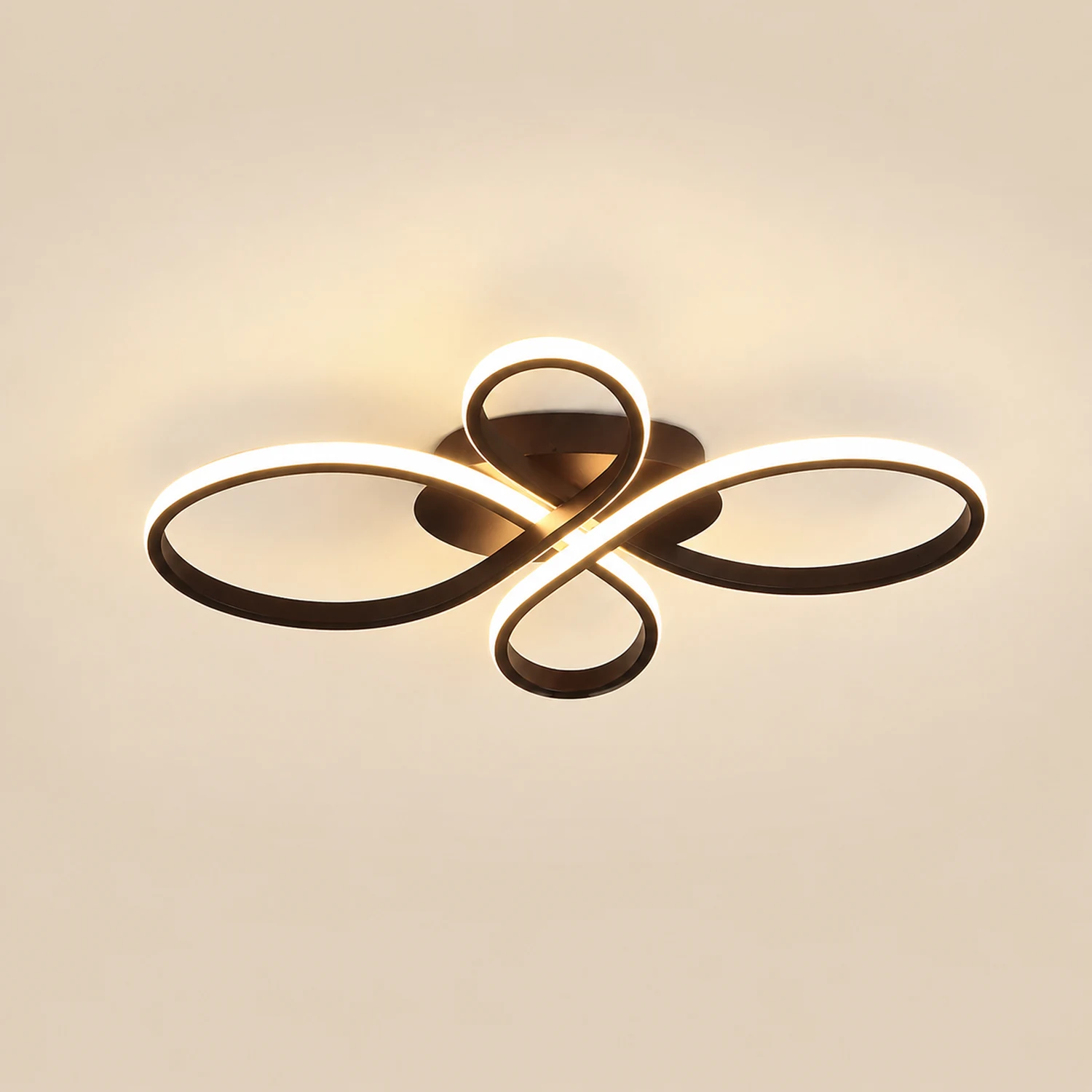 Lacey Modern LED Multi Rings Flush Mount Ceiling Light Brown/White - Lumpaz