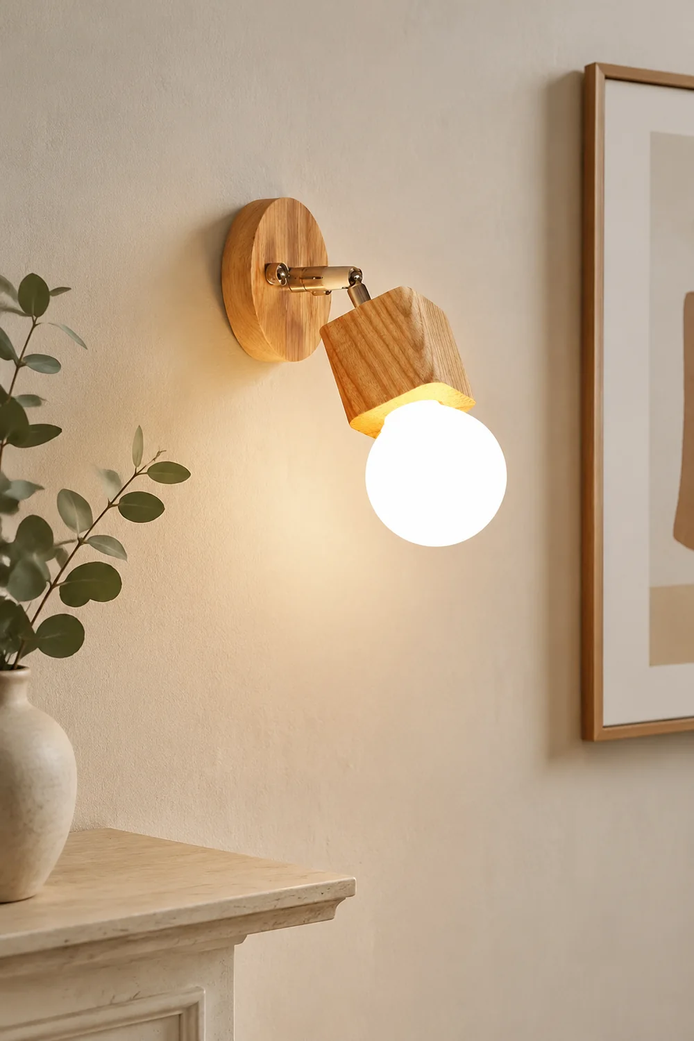Ozawa Modern Square Globe Metal/Wood Wall Lamp, Vanity Light - Lumpaz
