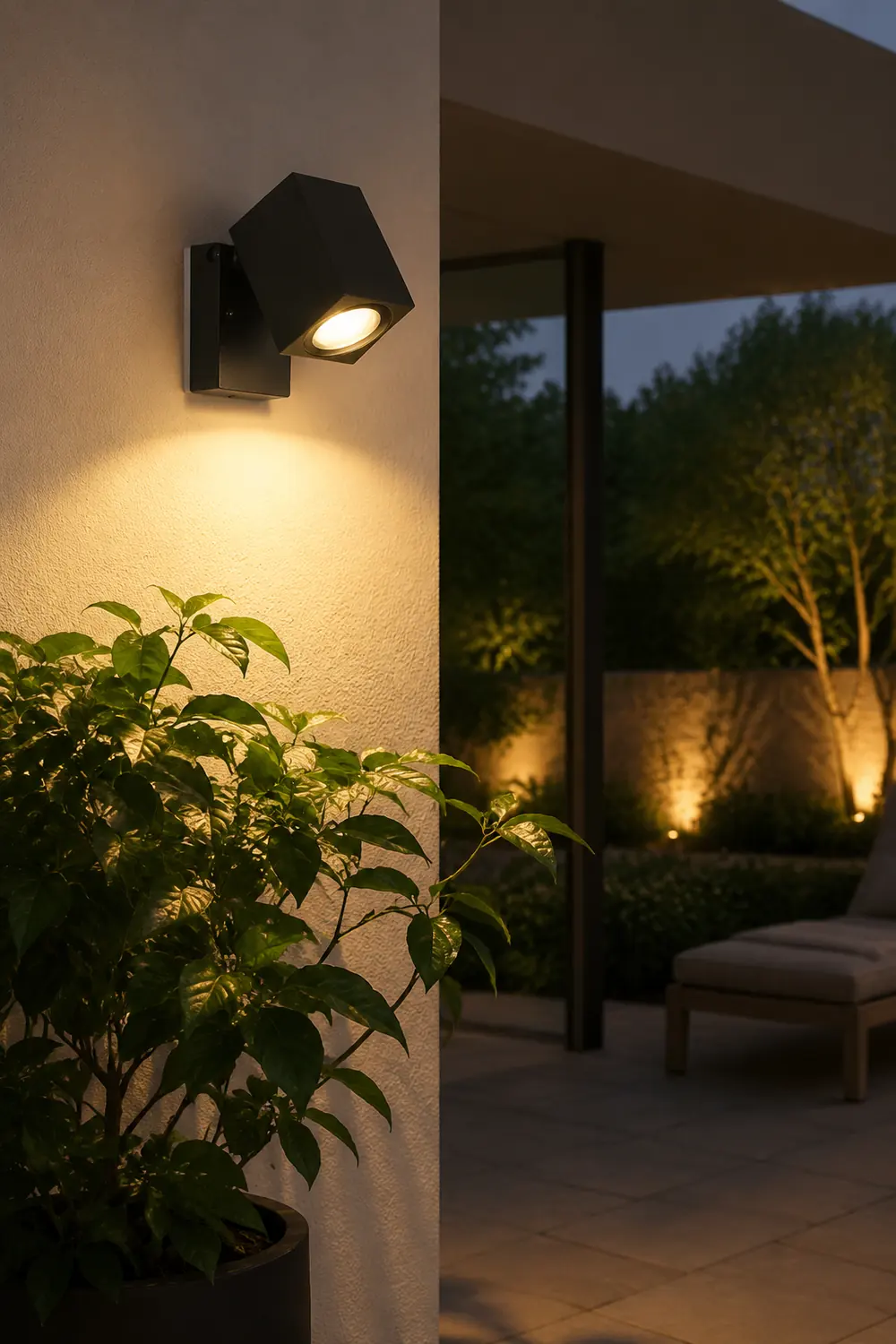 Orr Modern Outdoor Rotatable Metal Spotlight Wall Lamp, Black - Lumpaz