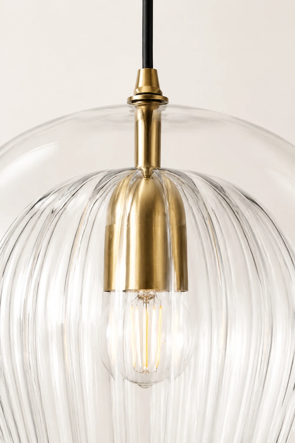 Hailie Nordic Glass Globe Pendant Light Clear/Amber Bedroom - Lumpaz