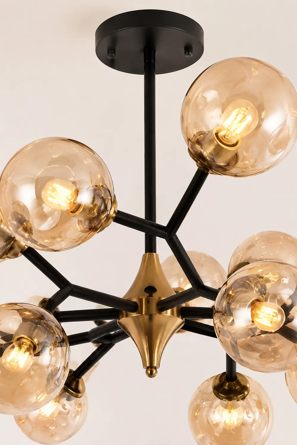 Valentina Art Deco Glass Bubble Chandelier, Amber - Lumpaz