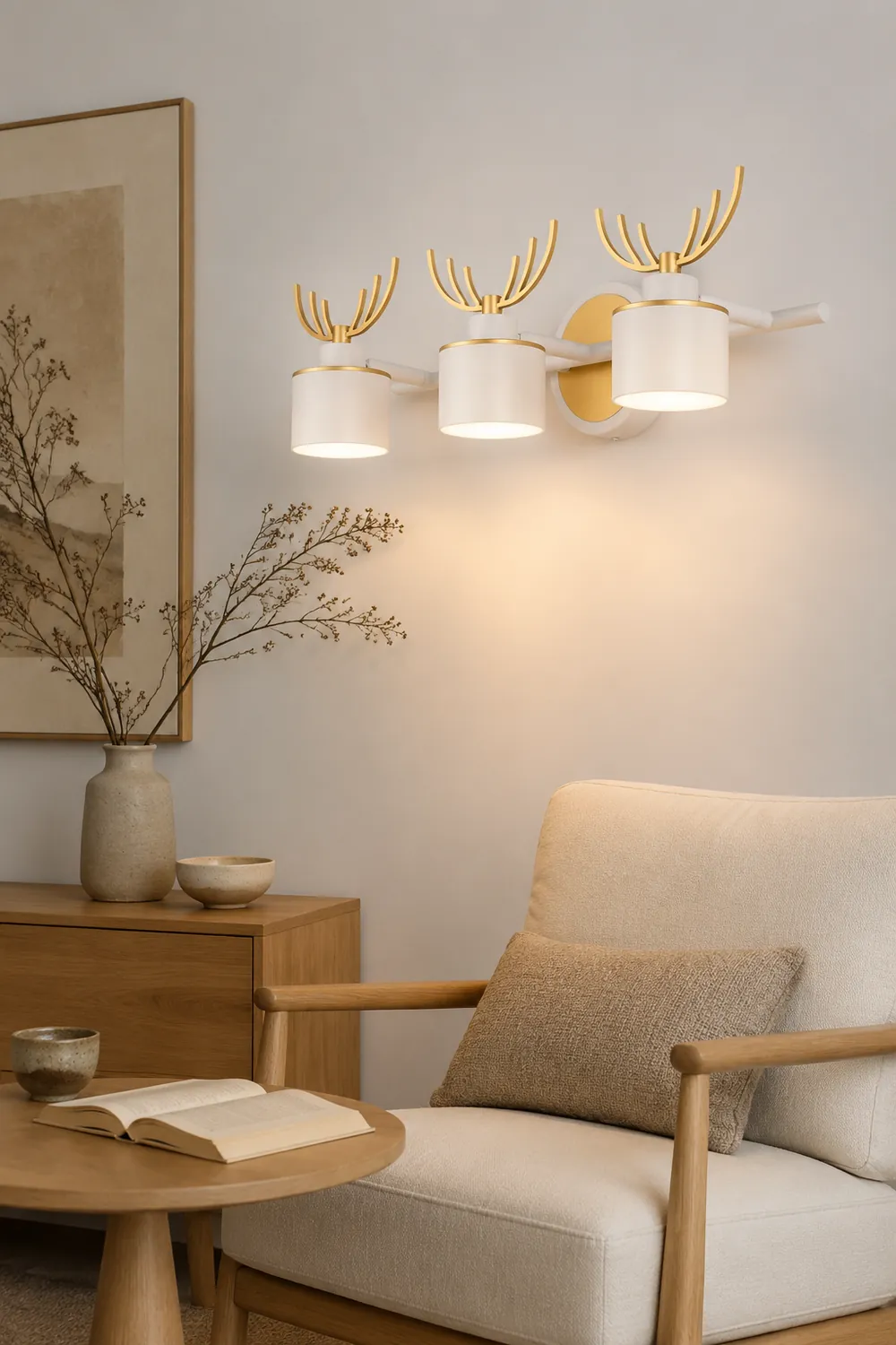 Leigh Modern Deer Metal/Acrylic Wall Lamp, Gold & White, Bathroom - Lumpaz