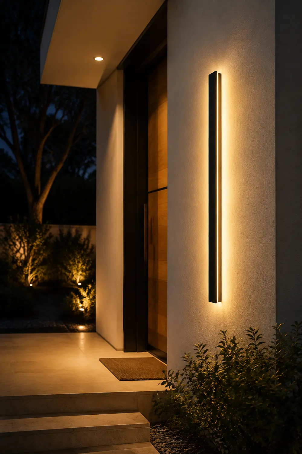 Edge Ripple Minimalist Linear Metal Outdoor Wall Lamp Black Balcony/Terrace - Lumpaz