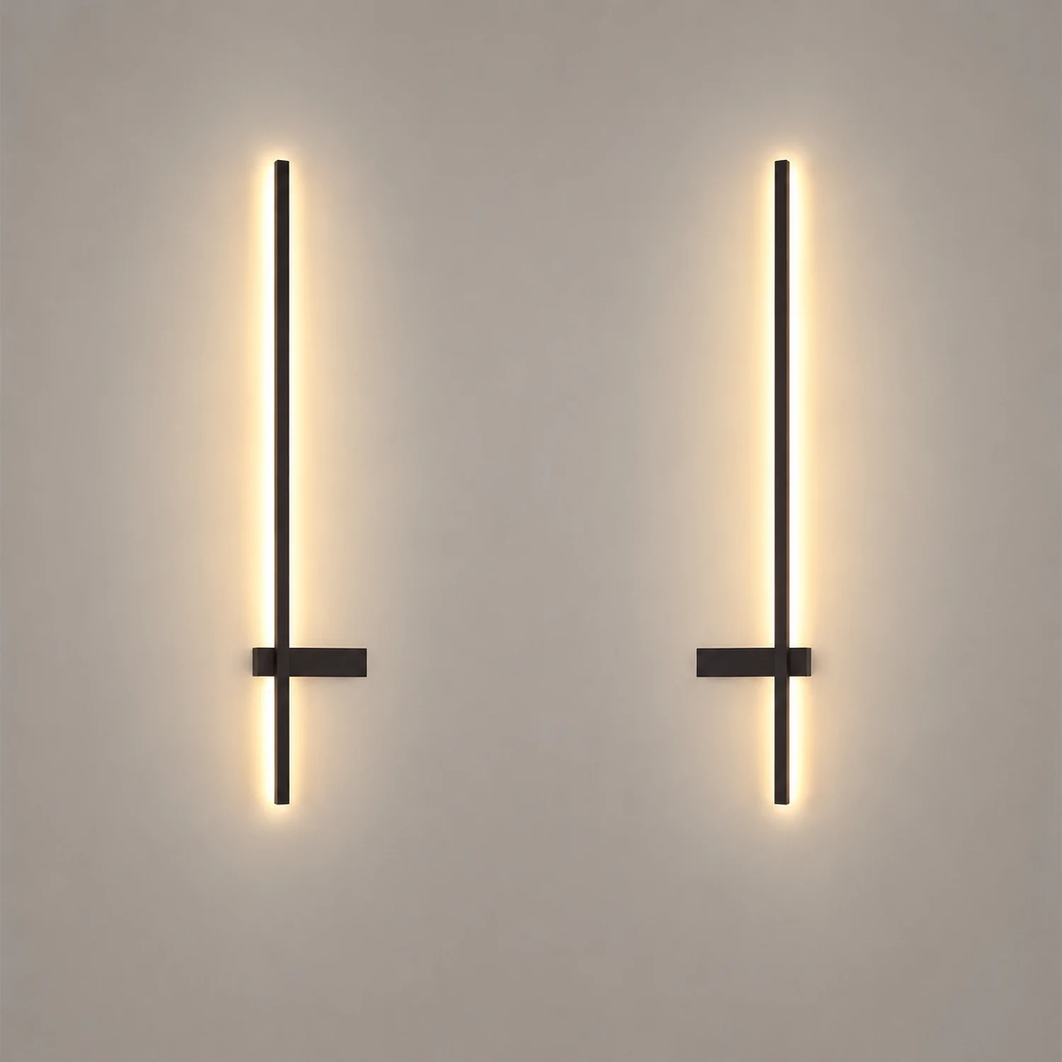 Edge Minimalist Duo-Linear Metal Outdoor Wall Lamp, Black - Lumpaz