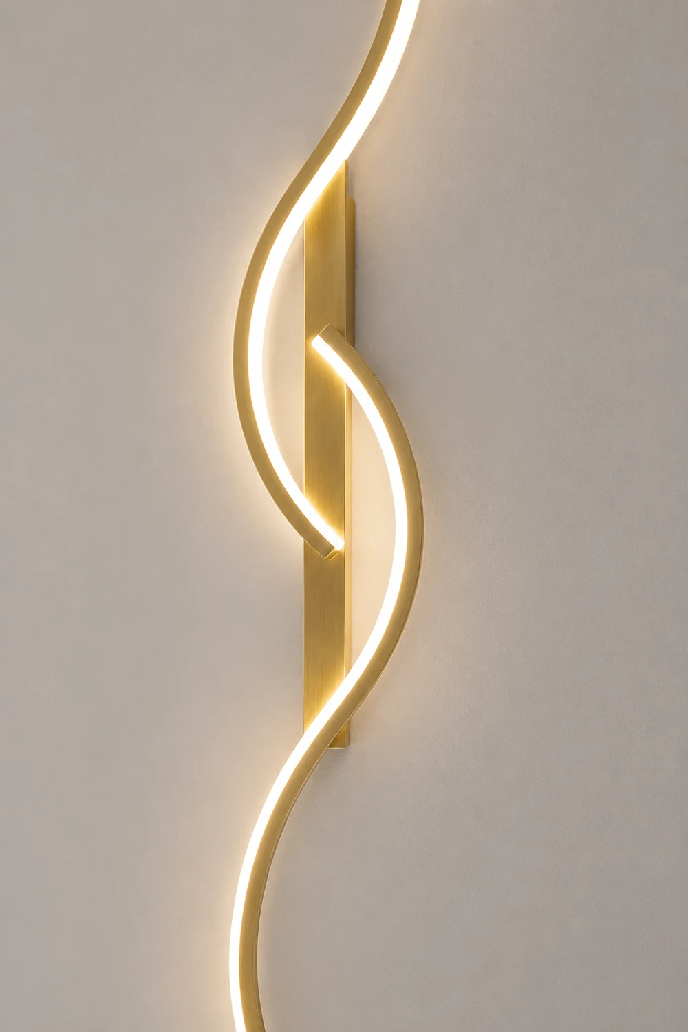 Modern Linear Wave Bedroom Wall Lamp Black/Gold Living Room - Lumpaz