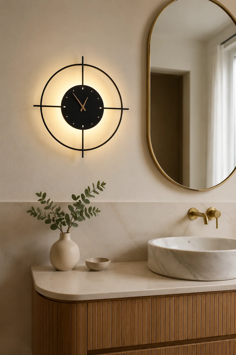 Morandi Nielsen Modern Clock Metal Wall Lamp Gold/Black Bedroom - Lumpaz
