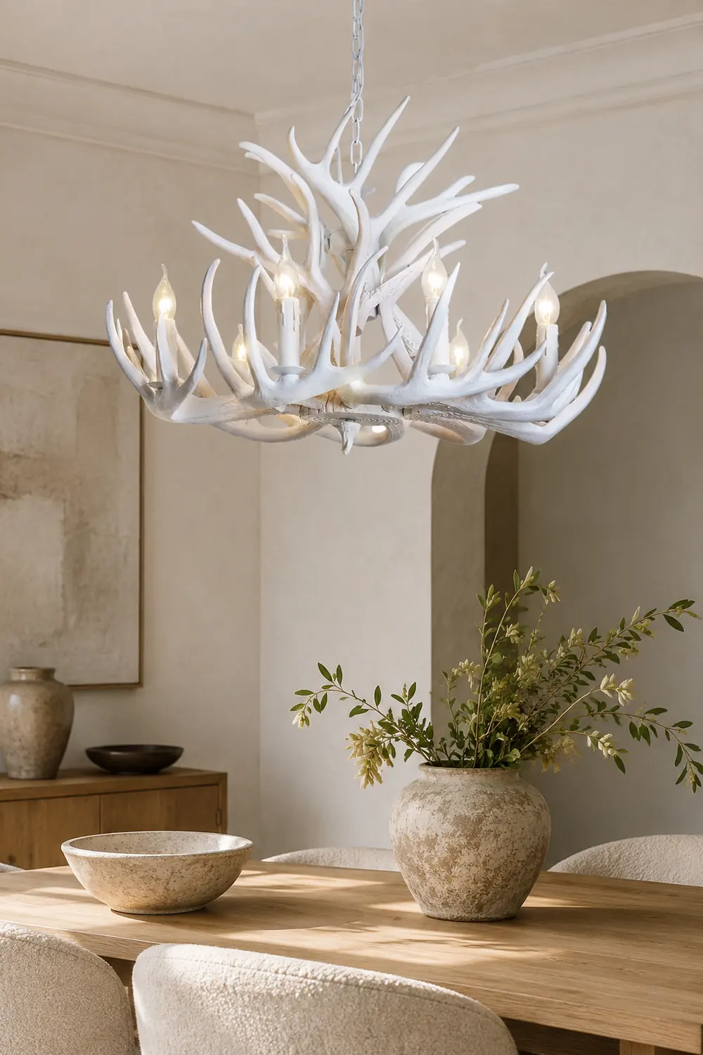 Silva Rustic Antler Metal/Resin Chandelier White Dining Room - Lumpaz