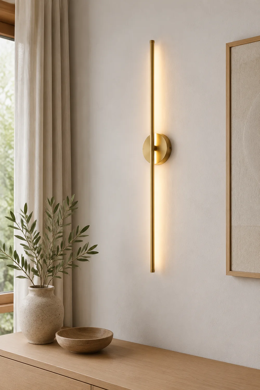 Edge Modern Linear Metal&Silica Gel Wall Mount Lamps, Gold - Lumpaz